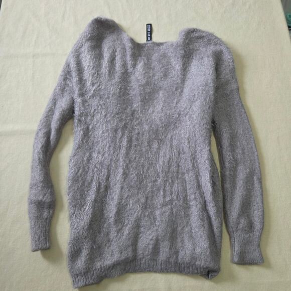 Design Lab Lord & Taylor Woman's Grey Mo Hair Wrap Sweater size XS - Picture 3 of 8